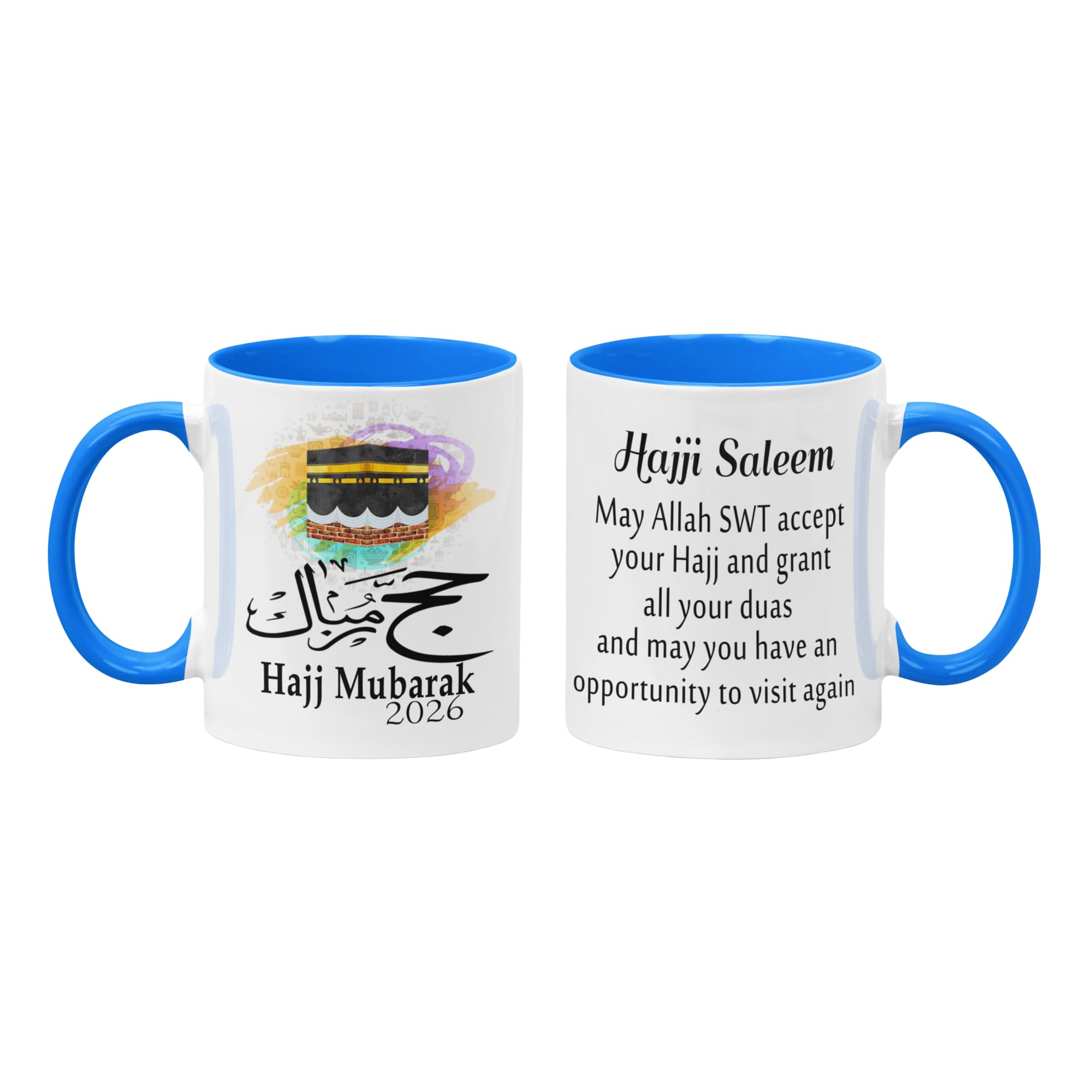JR Decal Personalised Hajj Mubarak Mug – Custom HAJJI HAJJA Islamic Pilgrimage Gift, Muslim Coffee Cup Souvenir for Mum, Dad, Family & Friends