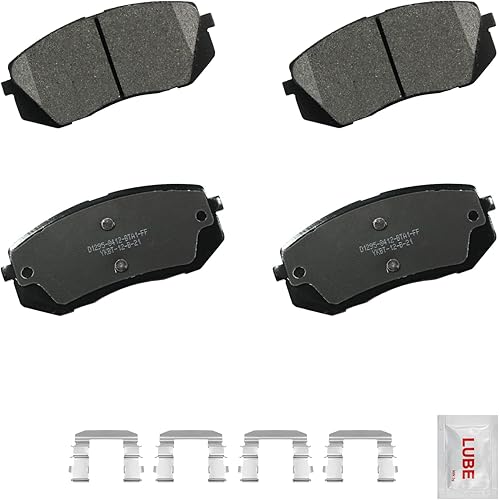 Kit de pastillas de freno de disco de cerámica delanteras de repuesto con herrajes para 15 Hyundai Sonata, 10-15 Hyundai Tucson, 14-16 Kia Cadenza,