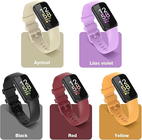 Miniatura 4 de TiMOVO Paquete de 5 correas deportivas compatibles con Fitbit Inspire 3 bandas, correa deportiva de silicona suave para mujeres y hombres, pulsera