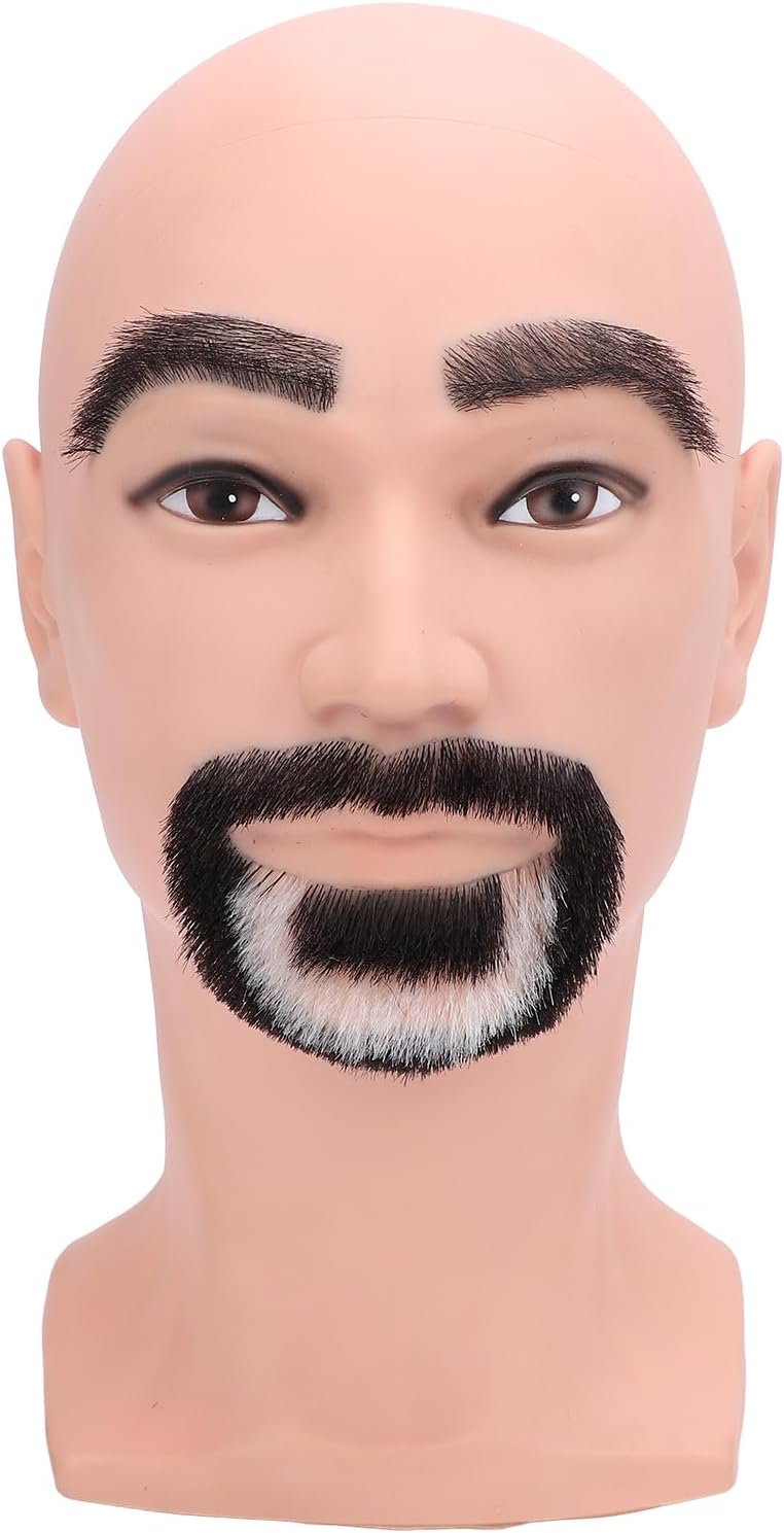 Fabater Male Mannequin Head with Beard, Lifelike Beard Trimming Training Head for Practice Cutting, Barber Mannequin Head for Hair Styling and Practice for Barber Shop, Cosmetology School