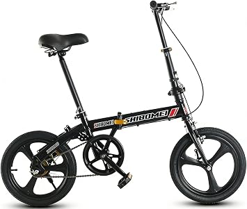 Mini Folding Bike, Ultra-Light 12/14/16 Inch City Bike, 150 Kg Max Load Capacity, Easy Fold in 10 Seconds. the Frame Is Made of Thickened Carbon Steel. Black,16in