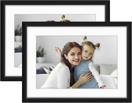 Golden State Art - 5x7 Aluminum Picture Frame - with Mat for 4x6 Photo or Without Mat for 5 x 7 Photo - Real Glass Cover - Simple and Elegant Decor for Wall Mounting - 2 Pack - Black