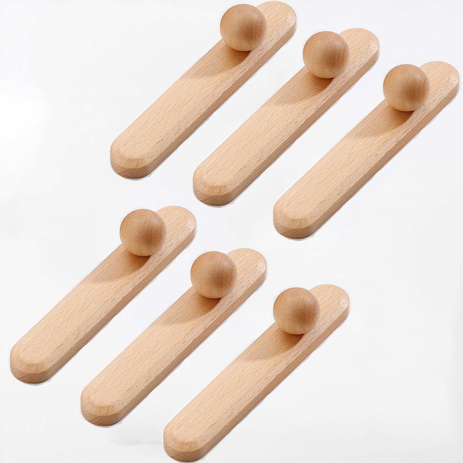 SYZOW 6 Pieces Wooden Cabinet Handles 96mm Wooden Handles Dresser Pulls Modern Kitchen Furniture Pulls (A)