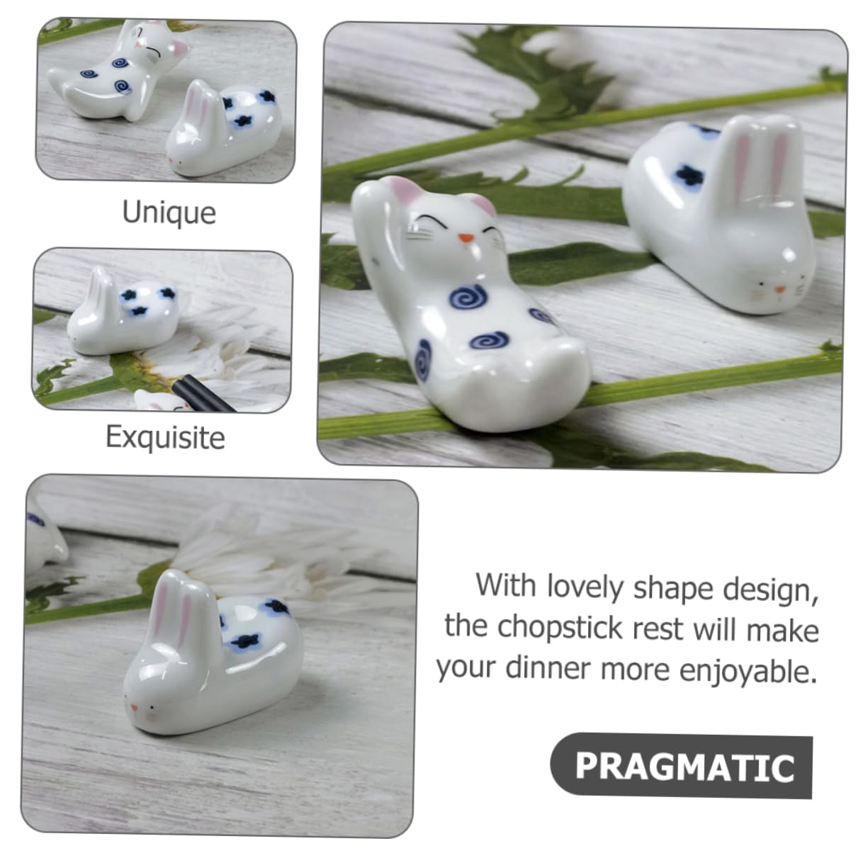 Repose-Baguettes, Support à Baguettes, Coussin de Table en céramique pour Restaurant, Coussin pour cuillères, Motif Chat, Coussin pour ustensiles de Cuisine, céramique