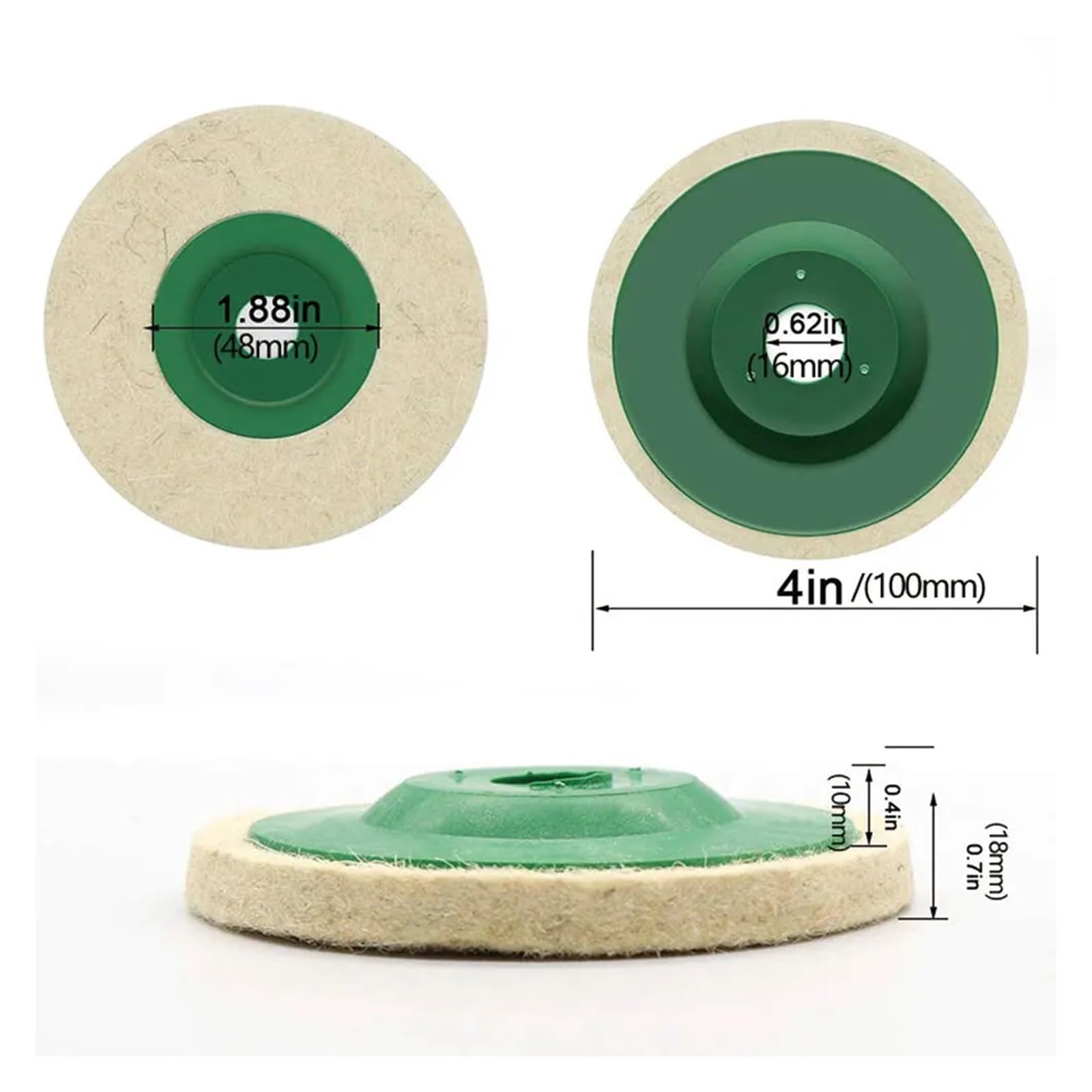 Discos pulidores de lana Disco de pulido de fieltro de lana de 125 mm, 5/50 unidades, disco de pulido de 4 pulgadas for coche, metal, mármol, vidrio y cerámica.(50PCS)