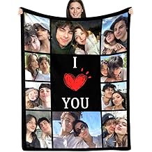 Custom Blanket with Picture Customized Fleece Photo Blanket for Couples Gifts Personalized Blankets and Throws Christmas Valentines Day Gifts for Boyfriend Girlfriend