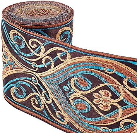 PH PandaHall 3.6 Inch Jacquard Ribbon, 7 Yard Single Face Embroideried Lace Trim Woven Ribbon Fabric Trim Fringe for Sewing Crafting Home Decor Wedding, Gift Wrapping, Bag Straps Embellishment
