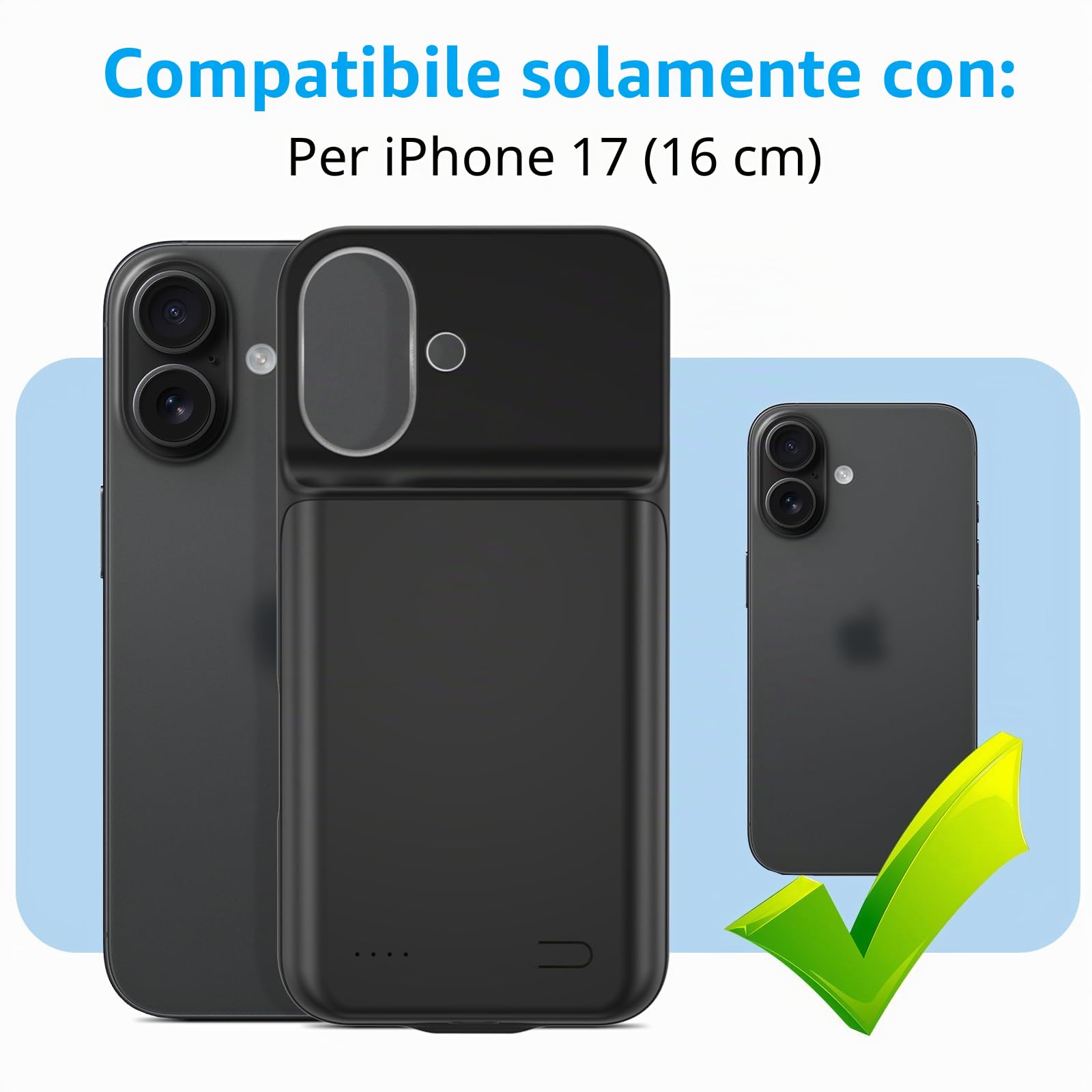 Custodia Con Batteria Per iPhone 17 (6,3 Pollici), Caricabatterie Portatile Da 8500 mAh, Custodia Ultra Sottile Con Batteria Estesa E Custodia Protettiva Con Funzione Di Ricarica Per iPhone 17