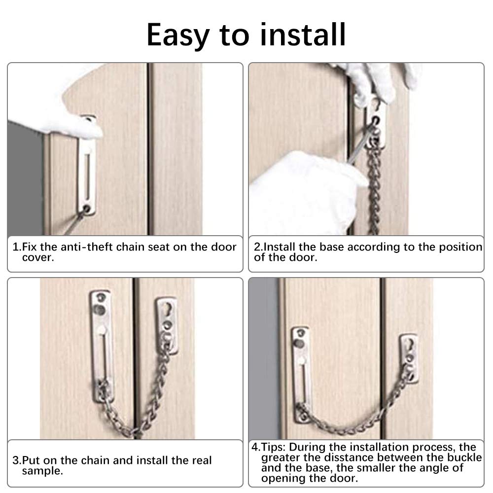 Serratura A Catena Per Porte In Acciaio Inox - Catena Di Sicurezza Antifurto Per Casa E Ufficio - Foto 2