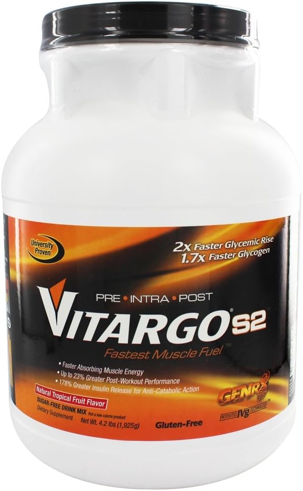 Vitargo S2 - Gluten Free Pre - Intra - Post Workout and Sport Supplement, Natural Tropical Fruit, 25 Servings