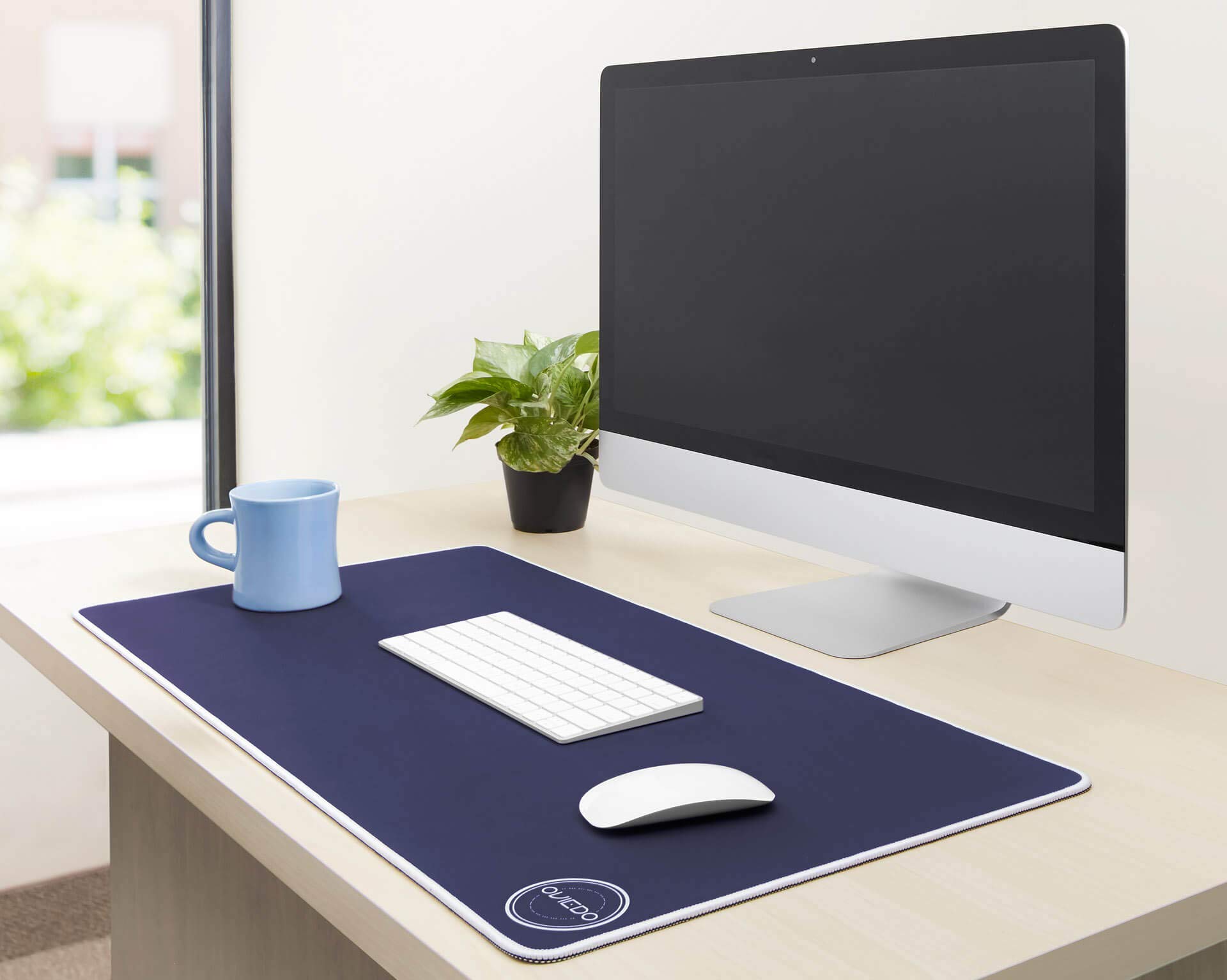 Oviedo Full Desk Mousepad – Huge Mouse Pad, Premium XXL Waterproof Non-Slip Rubber Base Desk Pad- Home and Office Laptop, Computer, Keyboard & Gaming Mouse Pad, 32x16 Inch - Blue