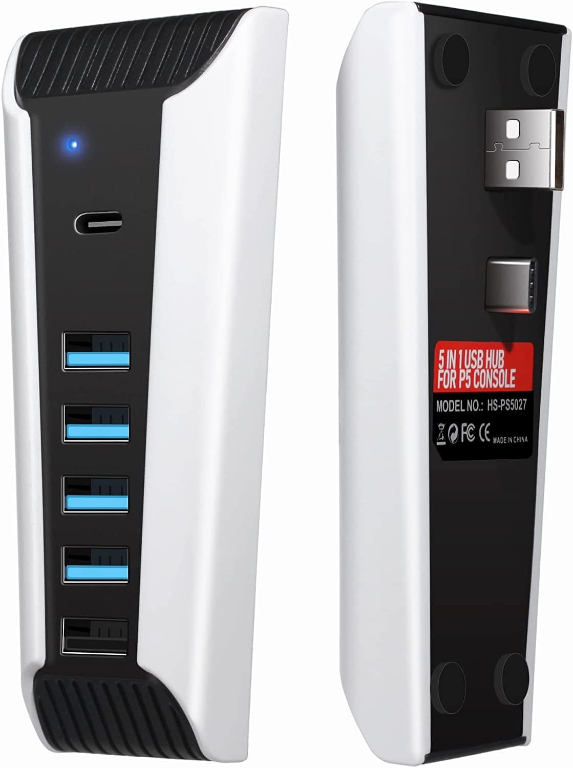 Hub for PS5,USB High-Speed Expansion Hub Charger Extender Compatible with Playstation 5 Game Consolewith 4 USB + 1 USB Charging Port + 1 Type C Port