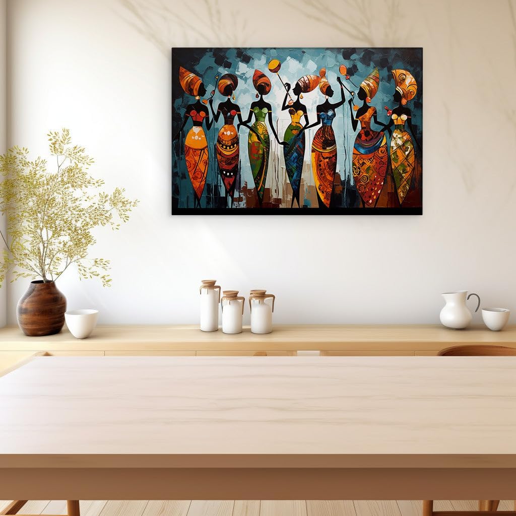Canvas for Living room. Vibrant Essence of Africa: Celebrating Tradition in an Abstract Array of Colors and Culture, 27 x 18 inch Canvas Wall Art - Contemporary Masterpieces - Modern Home Decor