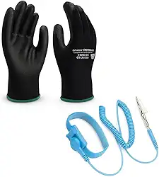 Kit Limpeza ESD com Luva Antiestática tamanho G + Pulseira Antiestática Profissional