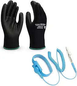 Kit Limpeza ESD com Luva Antiestática tamanho G + Pulseira Antiestática Profissional