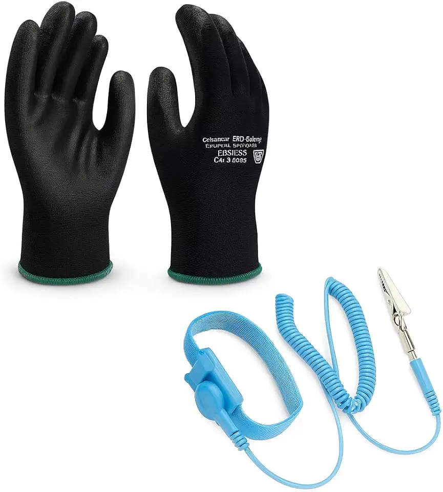 Kit Limpeza ESD com Luva Antiestática tamanho G + Pulseira Antiestática Profissional