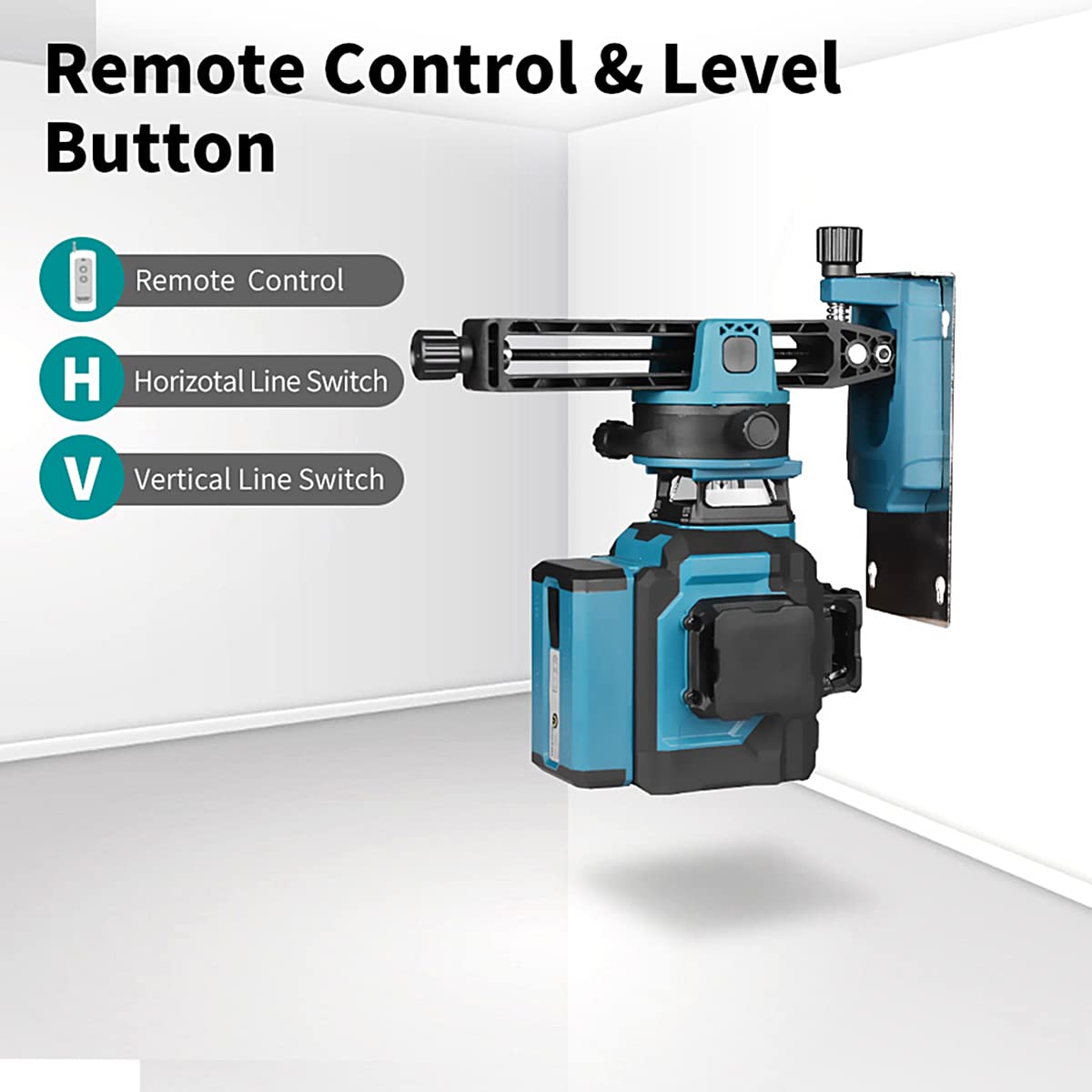 Takamine 3x360Â° 12 Lines Self Leveling Green Laser Level, 3D Cross Line for Construction/Picture Hanging with Removable Li-ion Battery, Remote Controller, Magnetic Rotating Stand and Hard Case