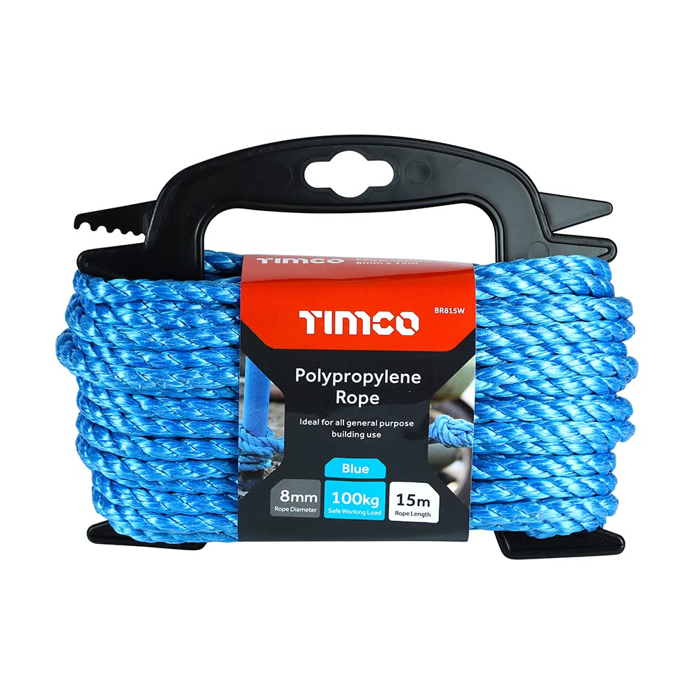 Timco Blue Polypropylene Rope On Winder8mm X 15M from B&Q