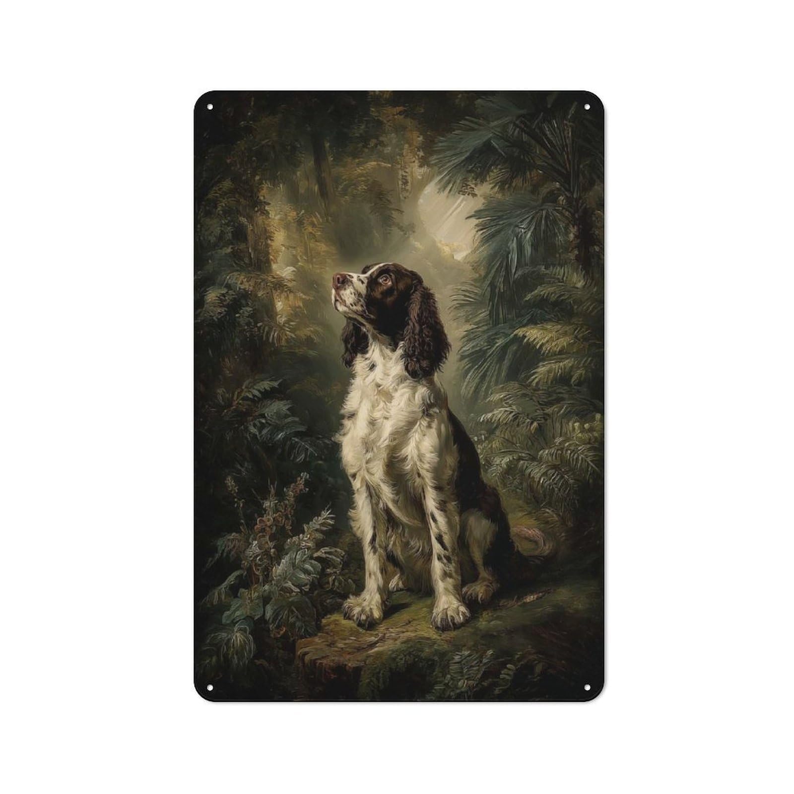Junmoney Style-10 Shop Front Style Springer Spaniel In Forest Decorative Metal Plaque 30X20cm, Shop Wall Decor For Cafe, Bistro, Bakery Or Restaurant