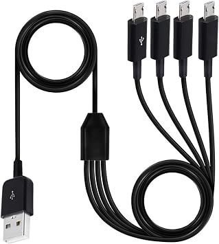 Convenient 4 Way Micro USB Charging Cable Multi Charger Cable Multiple Devices with Ease 7.87inch/59.06inch 4 in 1 Micro USB Charging Cable