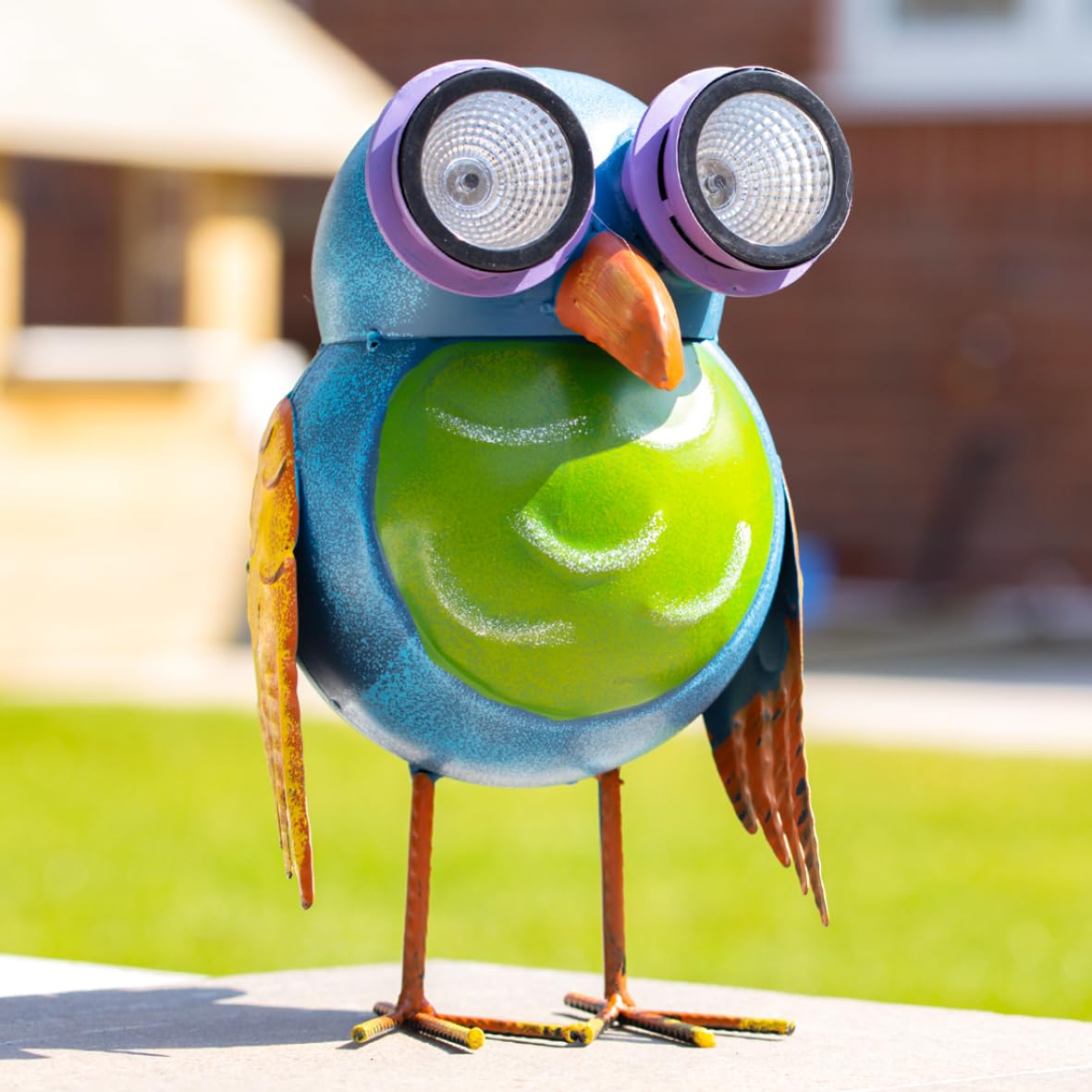 GardenKraft Metal Animal Lights/Solar Powered LEDs/Weatherproof Statues/Garden Decorations/Patio Ornaments (Owl)
