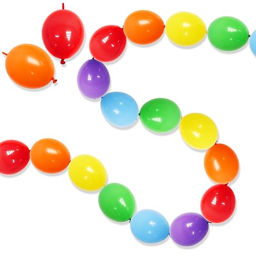 6 Inch Rainbow Linking Balloons, 120Pcs Quick Link Balloons Garland