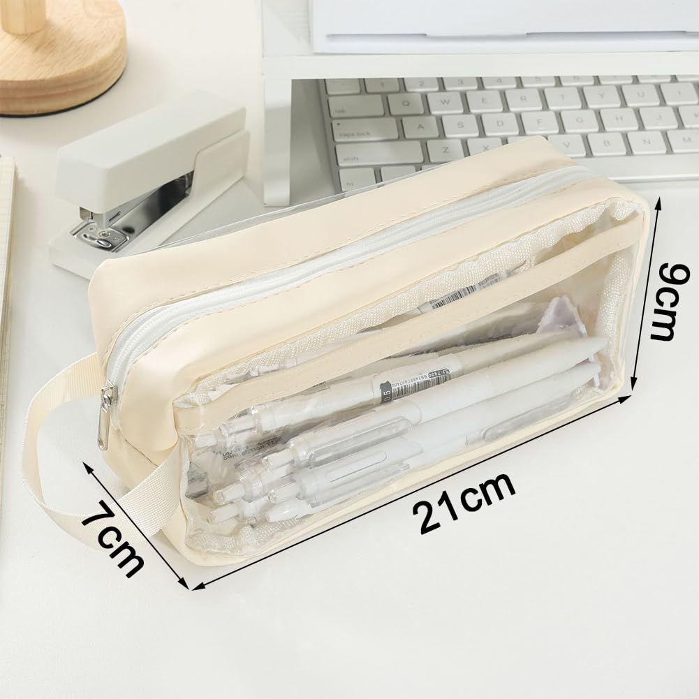 ARTHLBF Clear Pencil Case 2PCS Large Pen Bag with Compartments - Image 2
