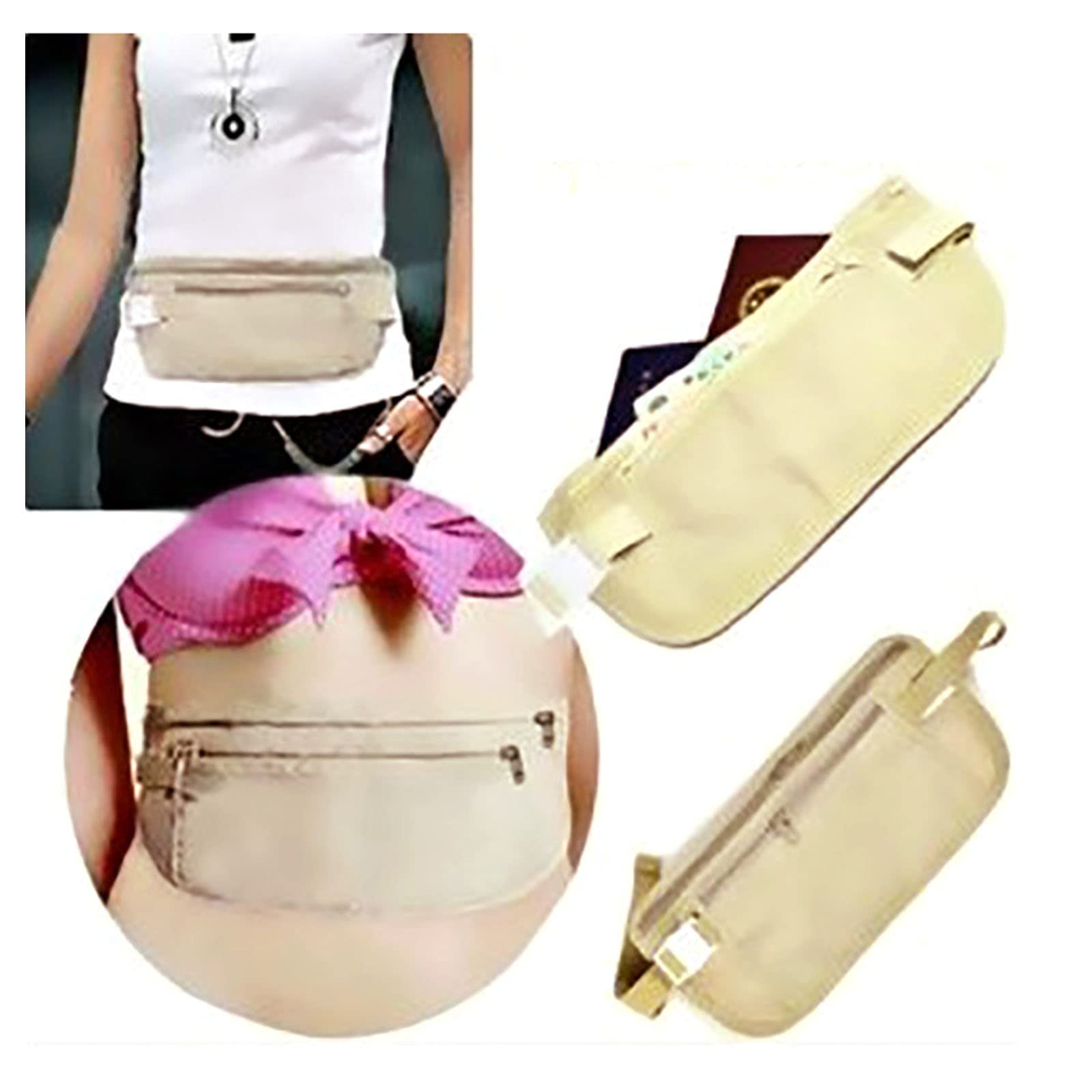 WOEIFGV Thin Money Belt Secure Travel Money Belt Bag Hidden Blocking Wallets Anti-Theft Pack