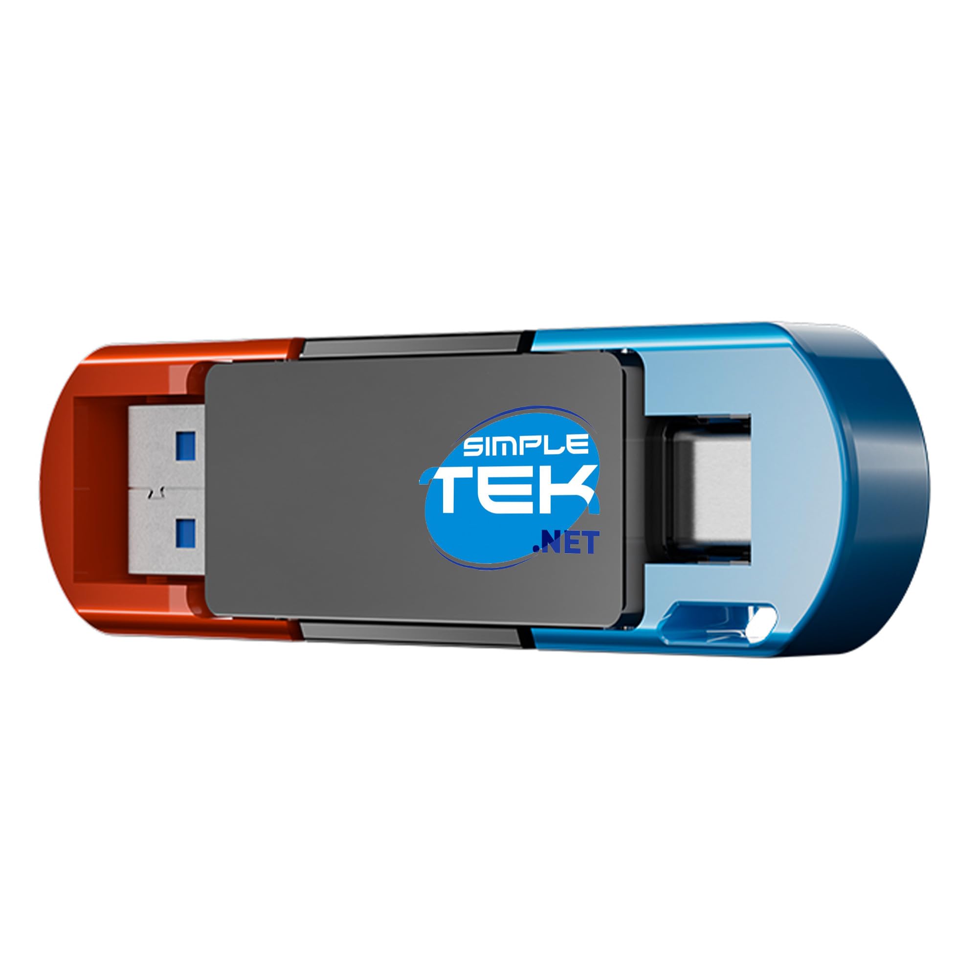 SIMPLETEK - Chiavetta USB SSD Portatile 512 GB (Rosso/Blu) ad Altissima Velocità - USB 3.2 Gen 2, Doppio Connettore USB-A e USB-C