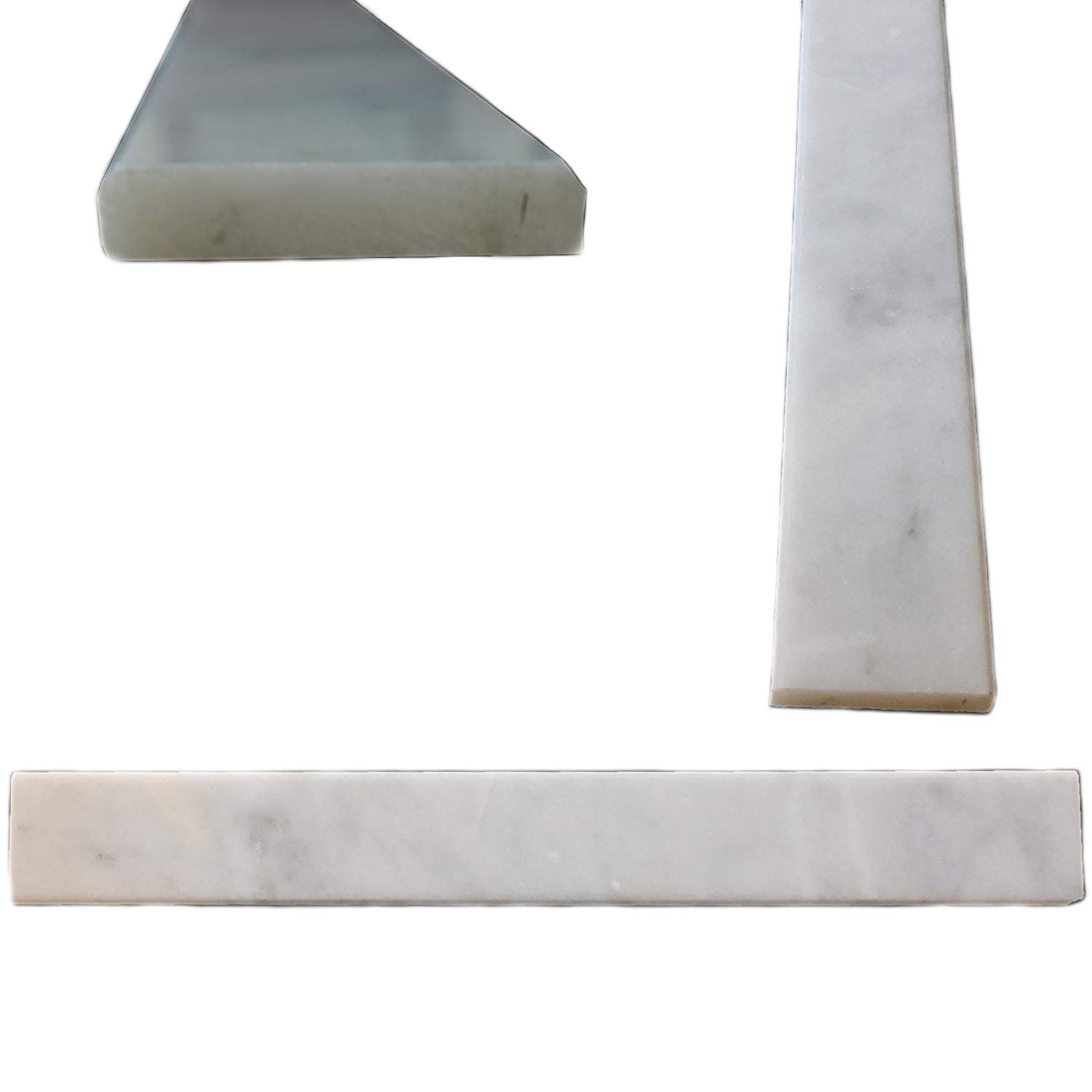 White Carrara Polished Marble Threshold Saddle 6x36