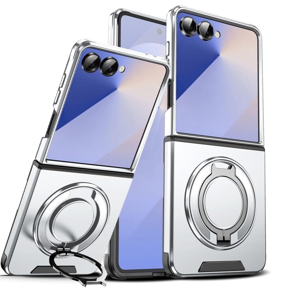Generic Funda compatible con Samsung Galaxy Z Fold 8 Ultra (color: plateado) con soporte de anillo, funda rígida con tapa trasera
