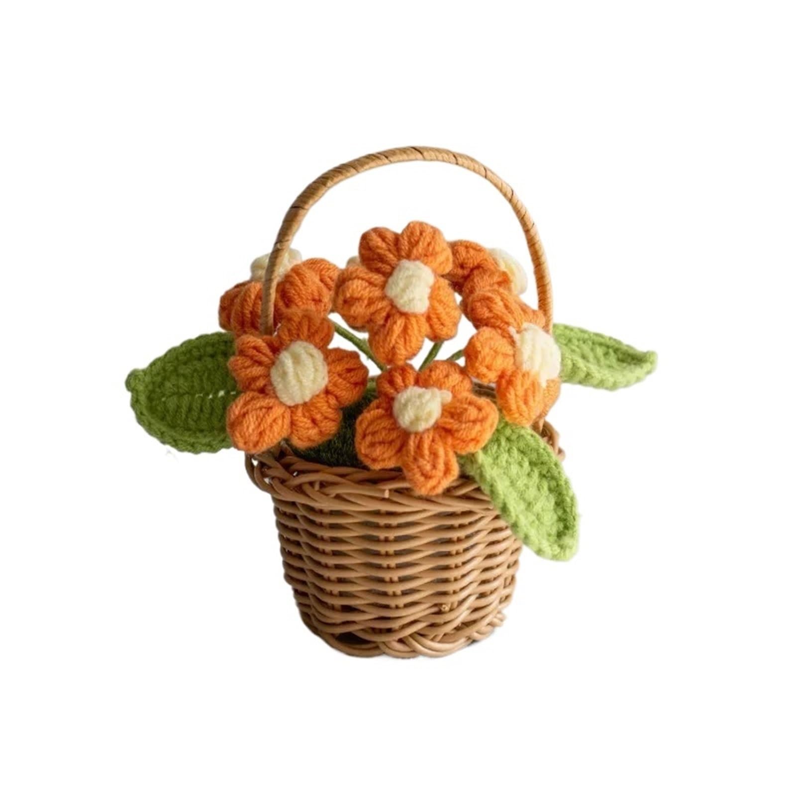TVANTRUXIS Hand Woven Artificial Flowers, Crochet Hand-Knitted Sunflower Bouquet Multicolor Home Table Decor(Color2)