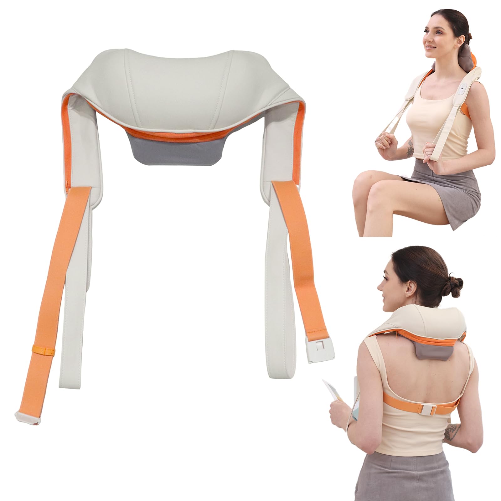 BeSokar Massaggiatore cervicale con funzione di calore, massaggiatore shiatsu senza calibro, massaggiatore 4D di tessuti profondi, per spalle, gambe, corpo muscolo sollievo dal dolore