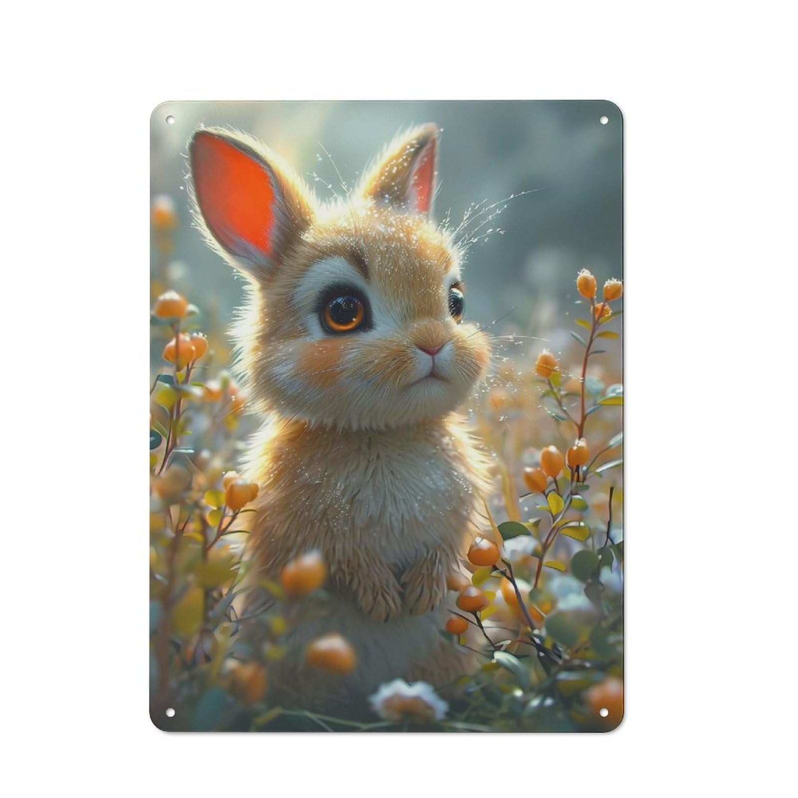 Junmoney Style-2 Beautiful Bunny Cartoon Cottage Style Metal Wall Decor 40X30cm, Farmhouse Metal Sign For Kitchen, Cottage, Porch Or Garden Room