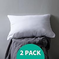 Vista 2 de APSMILE - Juego de 2 fundas de almohada de 12 x 20 pulgadas con relleno de plumas de ave y plumón orgánico, 100 % de tela de algodón, suave