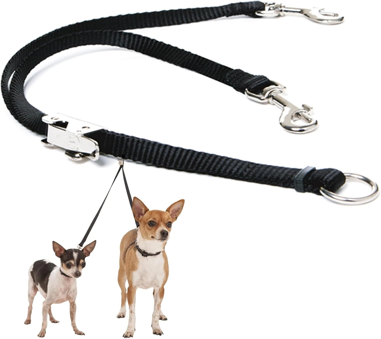 Sporn Dog Leash Splitter for Two Dogs - No Tangle Double Dog Leash Coupler/Connector with Swivel Clips, Adjustable Dual Attachment for Tangle-Free Tandem Walks with 2 Dogs, Extra Small (Coupler Only)