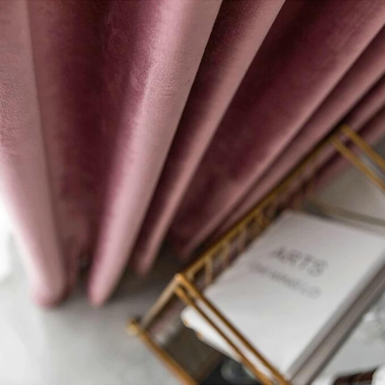 Daesar Window Curtains Blackout 2 Panels Set, Polyester Grommet Darkening Curtains 42" W x 63" H Drapes Solid Color Velvet Pink Blackout Curtains for Bedroom Living Room