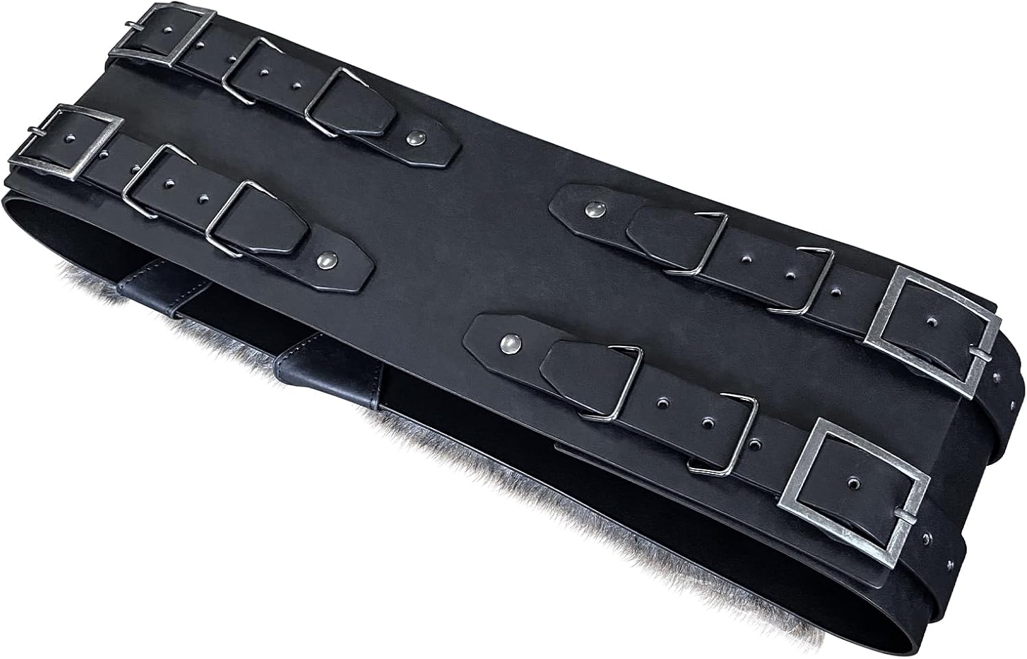 HiiFeuer Nordic Viking Barbarian Wide Belt, Medieval Artificial Fur Waist Armor, Vintage Corset Faux Leather Belt for LARP - Image 3