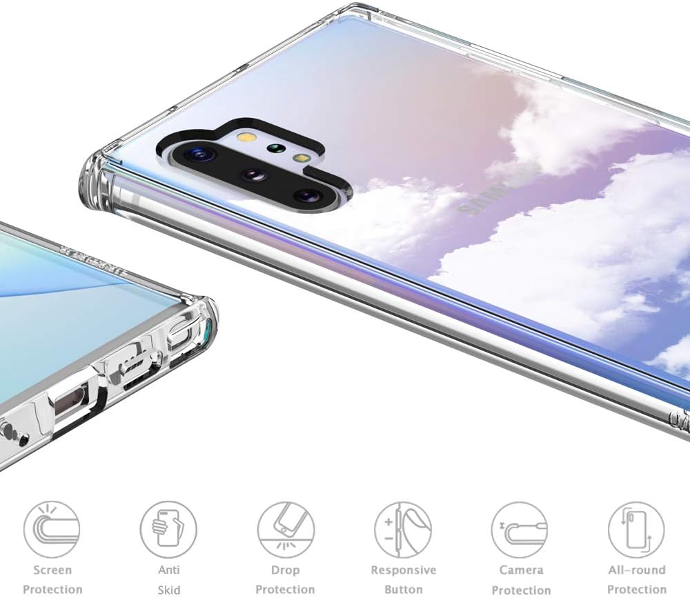 for Samsung Galaxy Note 10 Plus Case, for Samsung Galaxy Note 10 Plus 5G Case, MOSNOVO Clear Slim Soft TPU + PC Cover Case with Cloud Design Case for Galaxy Note 10+/Note 10+ 5G (2019)