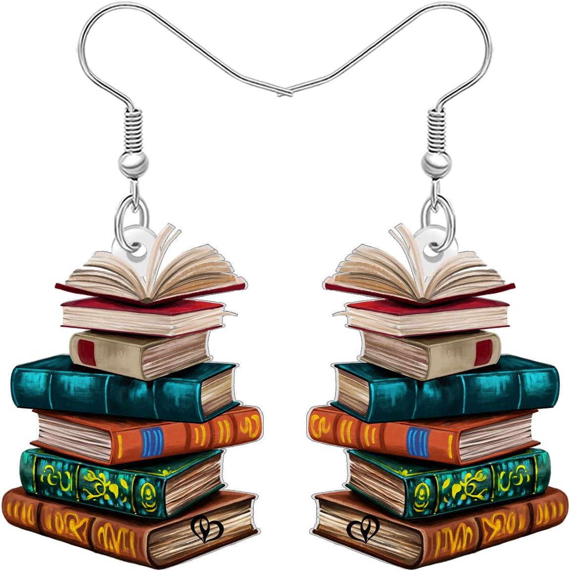 Acrylic Stacked Book Earrings Back to School Teacher Appreciation Gifts,Graduation Jewelry Teacher Earrings Dangle Bookish Gifts for Book Lovers Women Readers
