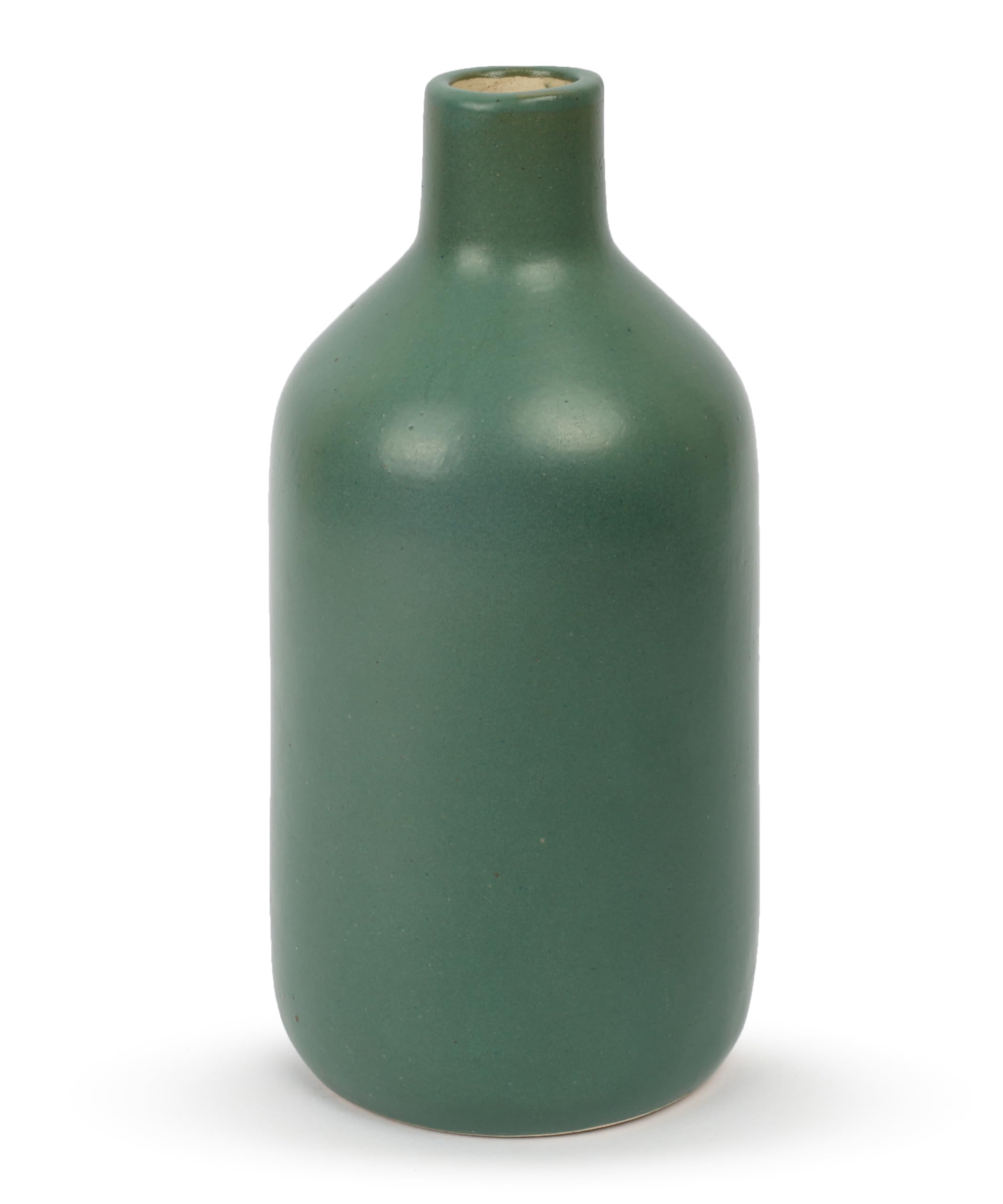 SPHINX Ceramic Stoneware Decorative Vase, Bottle Shape Ceramic Vase, Flower Vase, Pampas Grass Vase, Vase for Money Plant Live Plants, Vase Home Decor Centrepiece, Office or Gifts - 15cm - Green