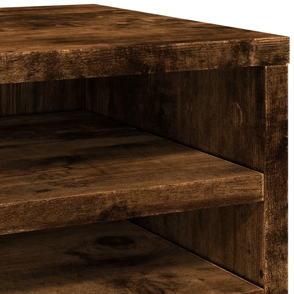 Organizer da scrivania in legno di rovere affumicato, 36 x 26 x 29,5 cm, con portadocumenti, portadocumenti, portapenne, per ufficio e home office