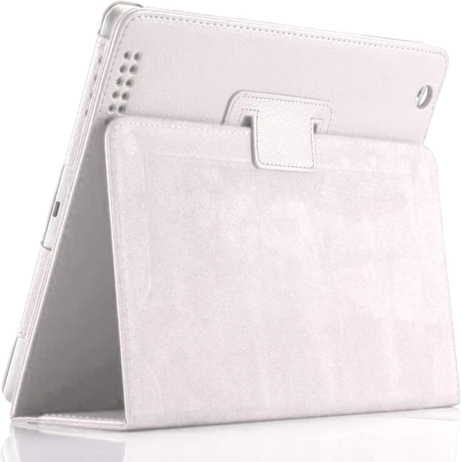 PU Leather Stand Case for iPad Air 1/2 9.7 2017/18 5th/6th Generation Folio Cover (White) - Image 3