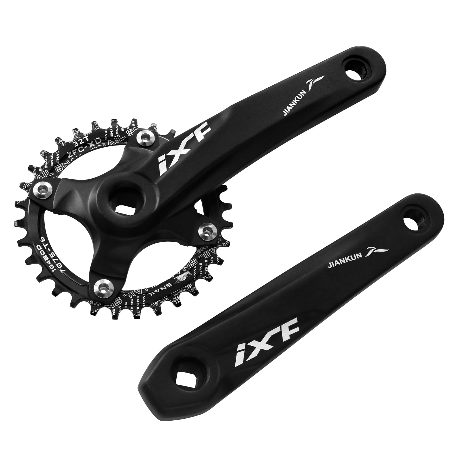ZTZ Mountainbike 170 mm Vierkant-Kurbelgarnitur mit 104 BCD 32/34/36/38T Kettenblatt, MTB-Kurbel aus Aluminiumlegierung, rundes Kettenblatt und Kurbel, passend für Shimano, SRAM, FSA