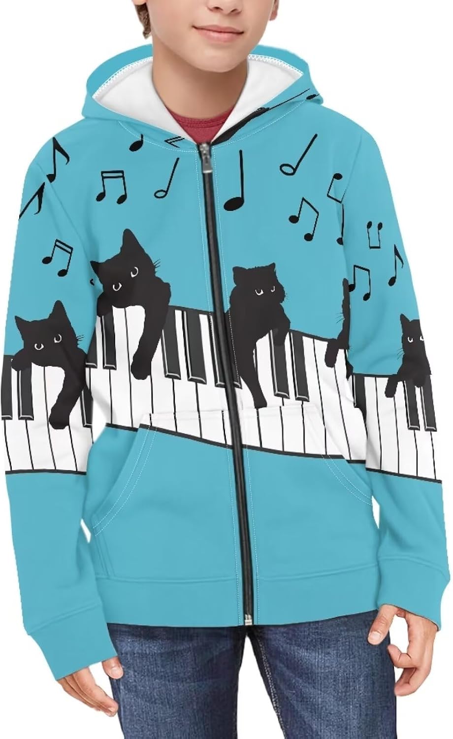 Cute Aesthetic Zip Up Hoodie Jacket Coats Age 6-16 Years for Kids Boys Girls Sweatshirts with Pocket