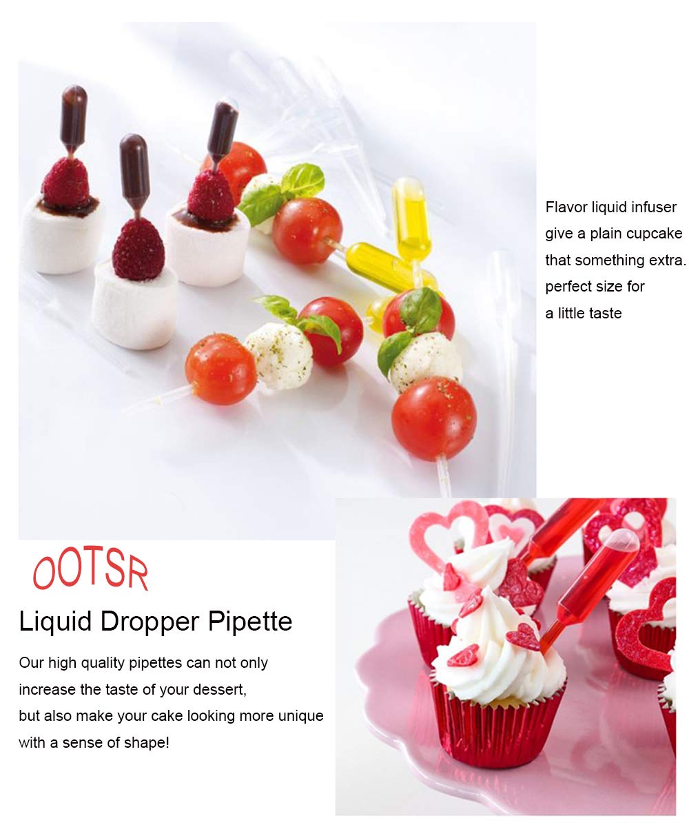 OOTSR 100pcs Compte-Gouttes Liquide jetable 4ml, pipettes en Plastique de Transfert adaptées pour Fraises, Chocolat, Petits gâteaux, laits frappés, sirops, Whisky