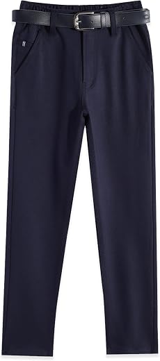 CAVIO Boys Stretchable Solid Regular Fit Trousers with Belt