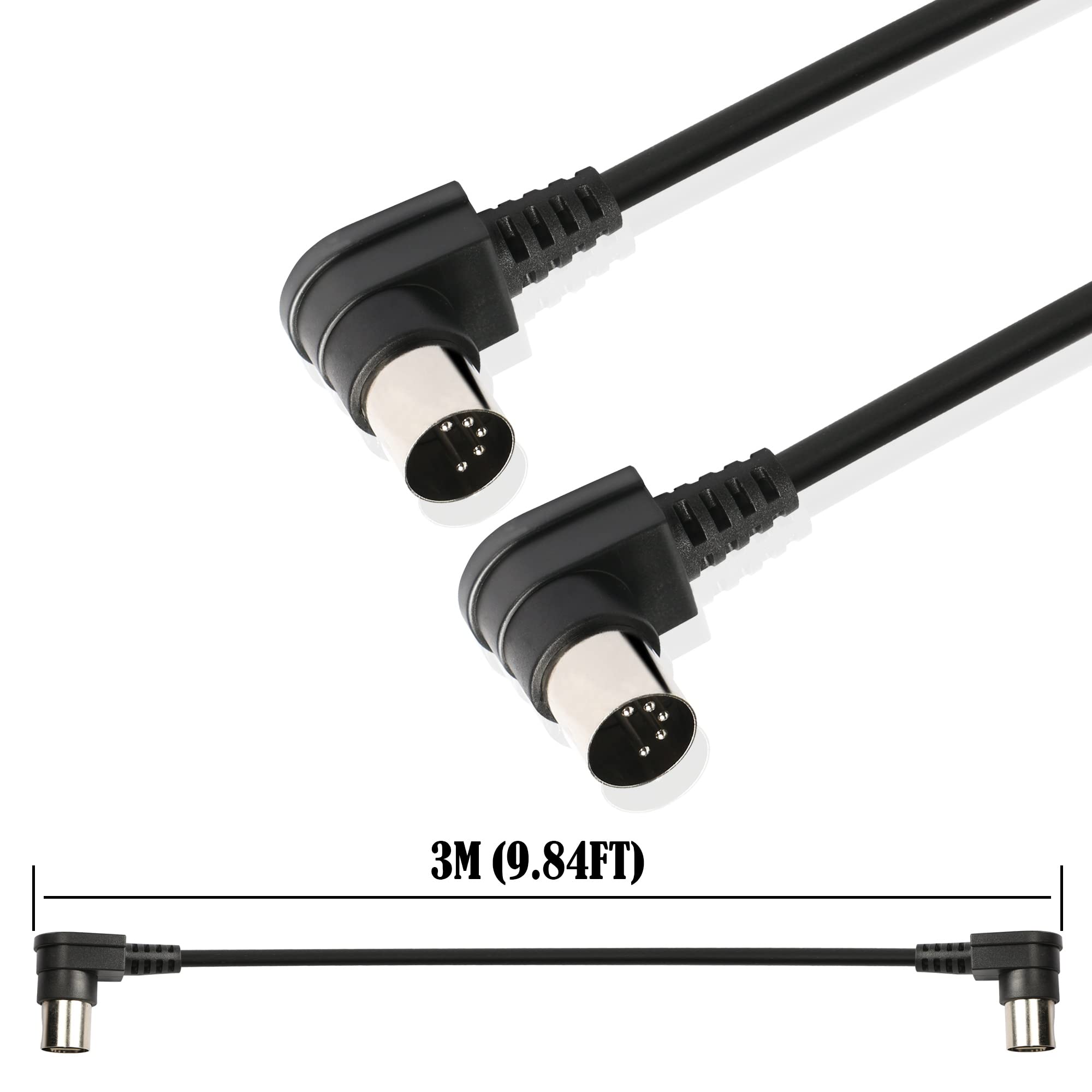 Câble MIDI DIN 5 Broches Angle Droit 90° 1.5m - GINTOOYUN Câble Audio MIDI OFC Blindé Pour Clavier Mixeur
