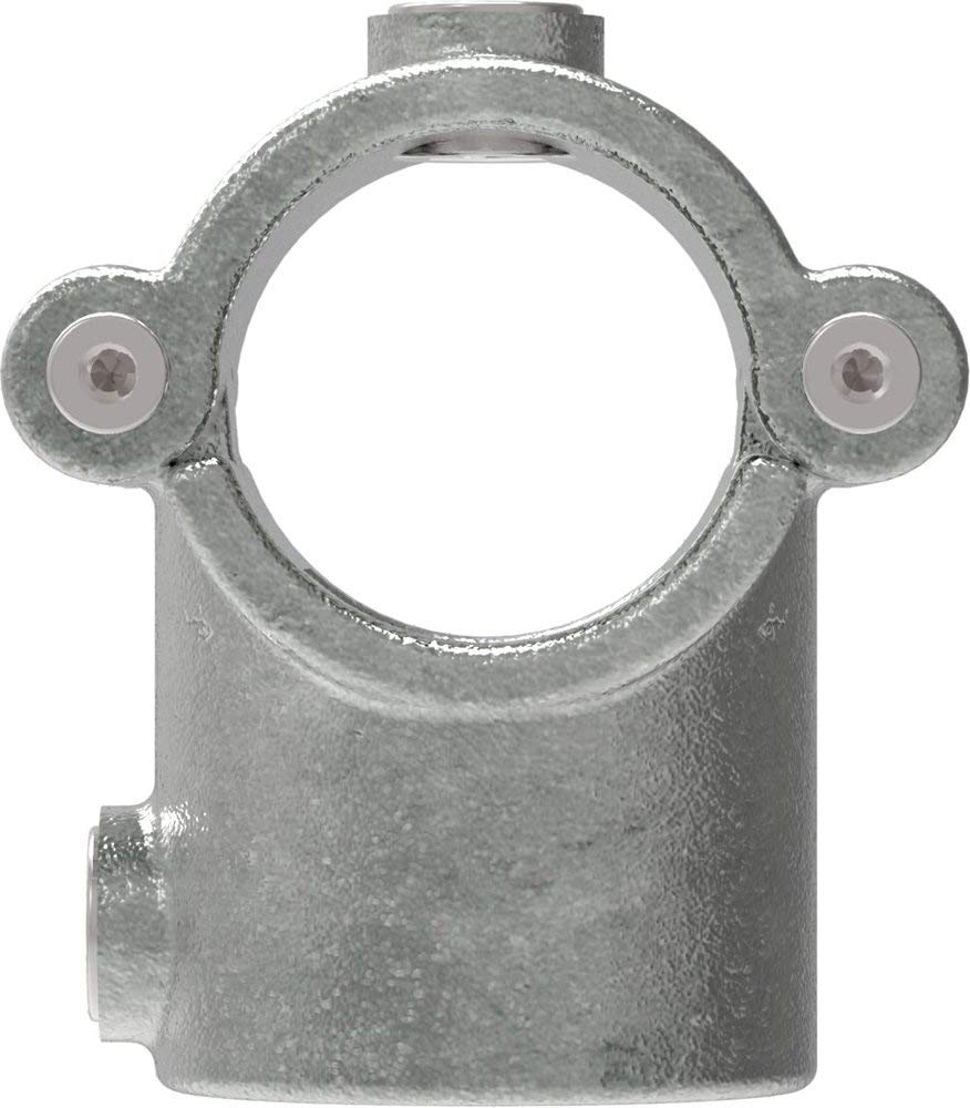 Fenau | Raccordo a T/raccordo a T, incernierato, con bullone incluso, 90°, Ø 33,7 mm, raccordo per tubi, ghisa malleabile, zincato a caldo, viti incl.