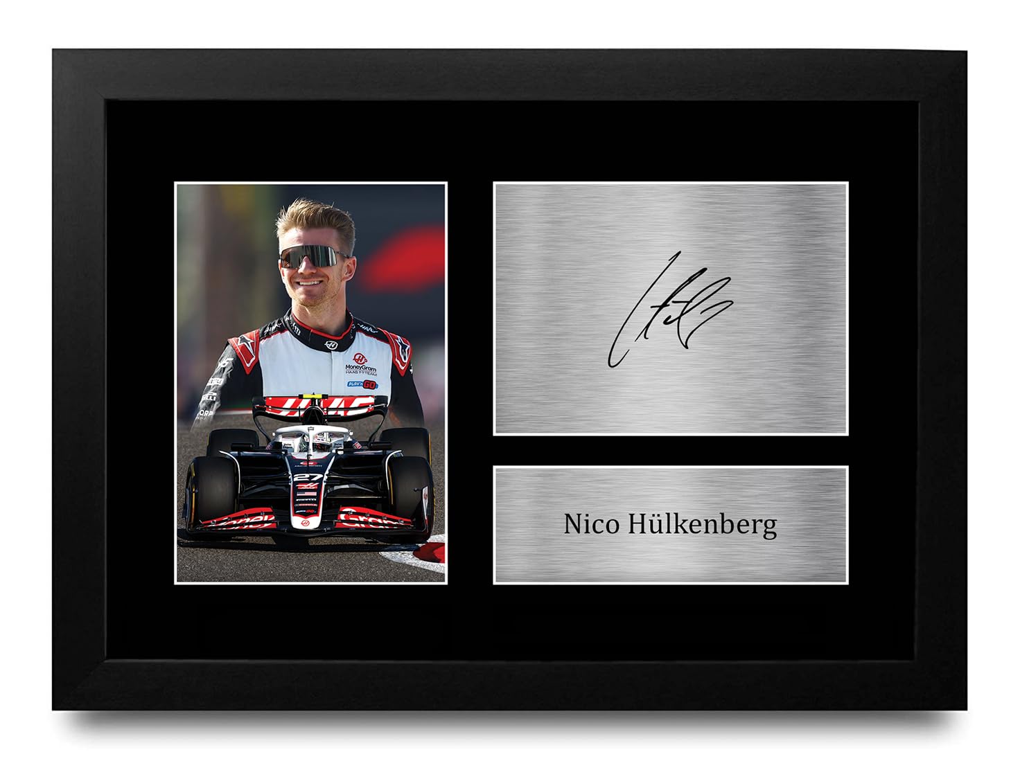 HWC Trading FR A4 Nico Hulkenberg Team Haas Gifts Printed Signed Autograph Picture for F1 Formula 1 Racing Fans - A4 Framed